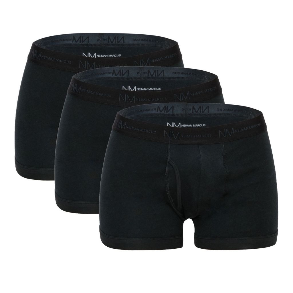 Neiman Marcus® Tagless 100% Cotton Men's Underwear (3-Pack) - Boxer Briefs - X-Small