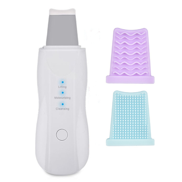 Sonic Skin Scrubber with 2 Interchangeable Silicone Heads - White