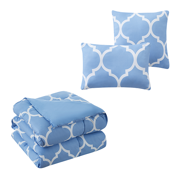 Kathy Ireland 6-Piece Oversized Trellis Comforter Set - Queen - Sky Blue
