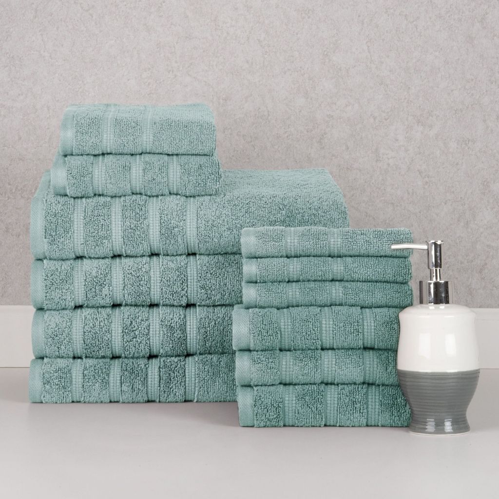 Bibb Home® 12-Piece Zero Twist Cotton Towel Set - Aqua