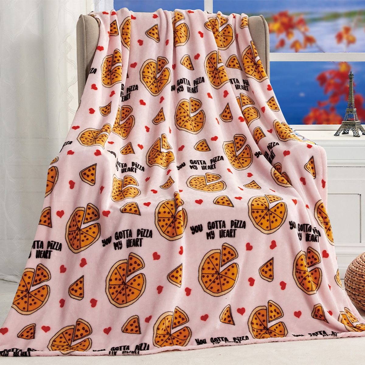 Noble House Summer Prints Microplush Throw Blankets - Pizza My Heart