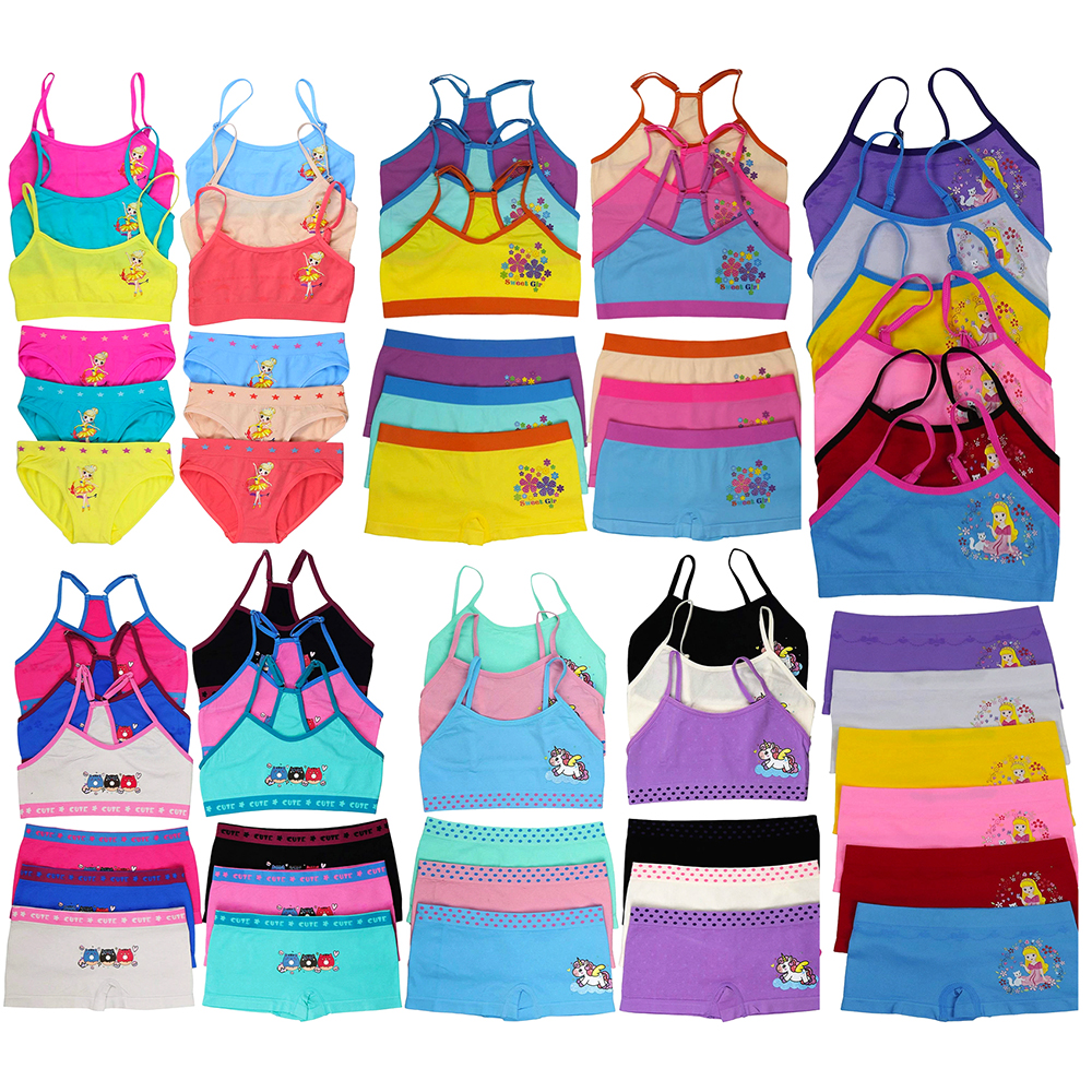 12-Piece Girls' Racerback or Cami Top and Bottom Set - 12Pc Mystery Top and Bottom-Spaghetti-S