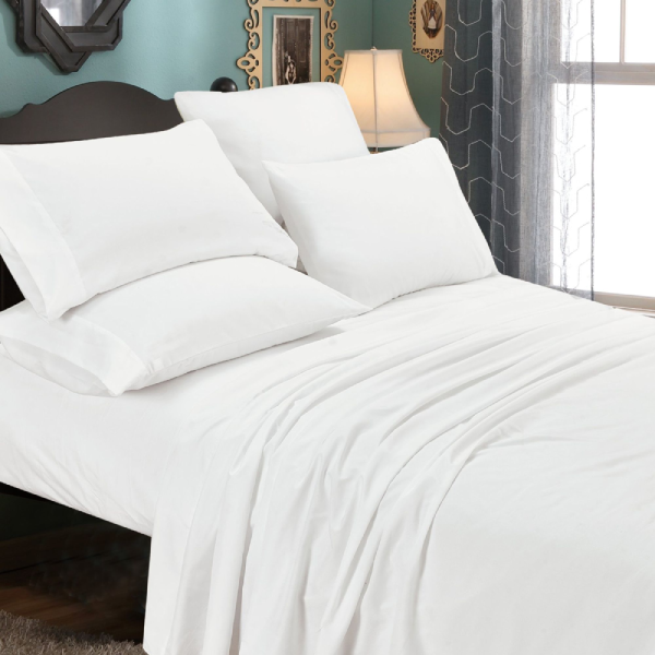 6-Piece Luxurious Super Soft Deep Pocket Premium Bed Sheet Set - White - Full