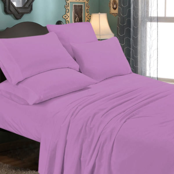 6-Piece Luxurious Super Soft Deep Pocket Premium Bed Sheet Set - Lilac - Queen