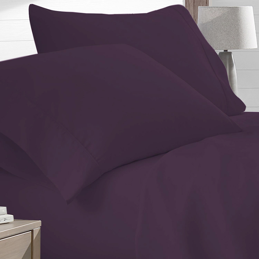 4-Piece Deep Pocket Super Soft Premium Bamboo-Blend Sheet Set - Eggplant - California King