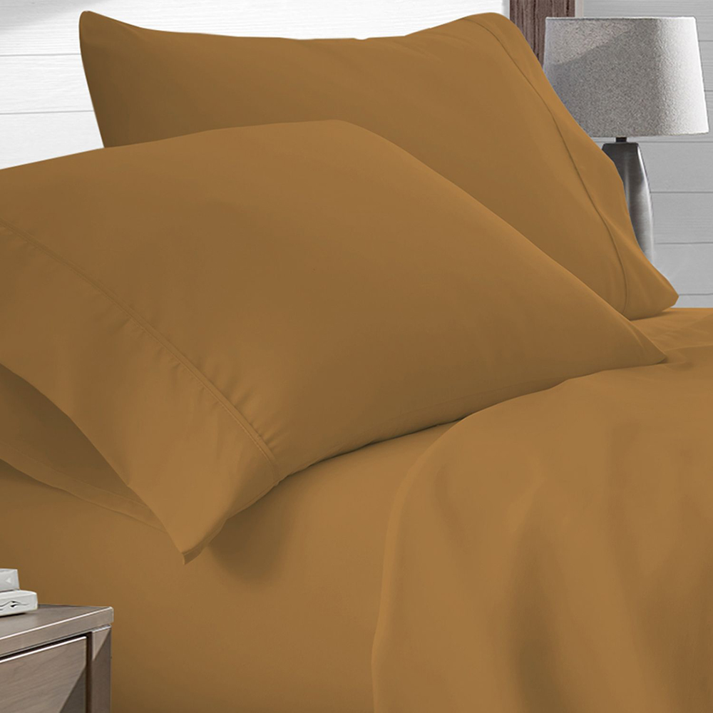 4-Piece Deep Pocket Super Soft Premium Bamboo-Blend Sheet Set - Gold - King