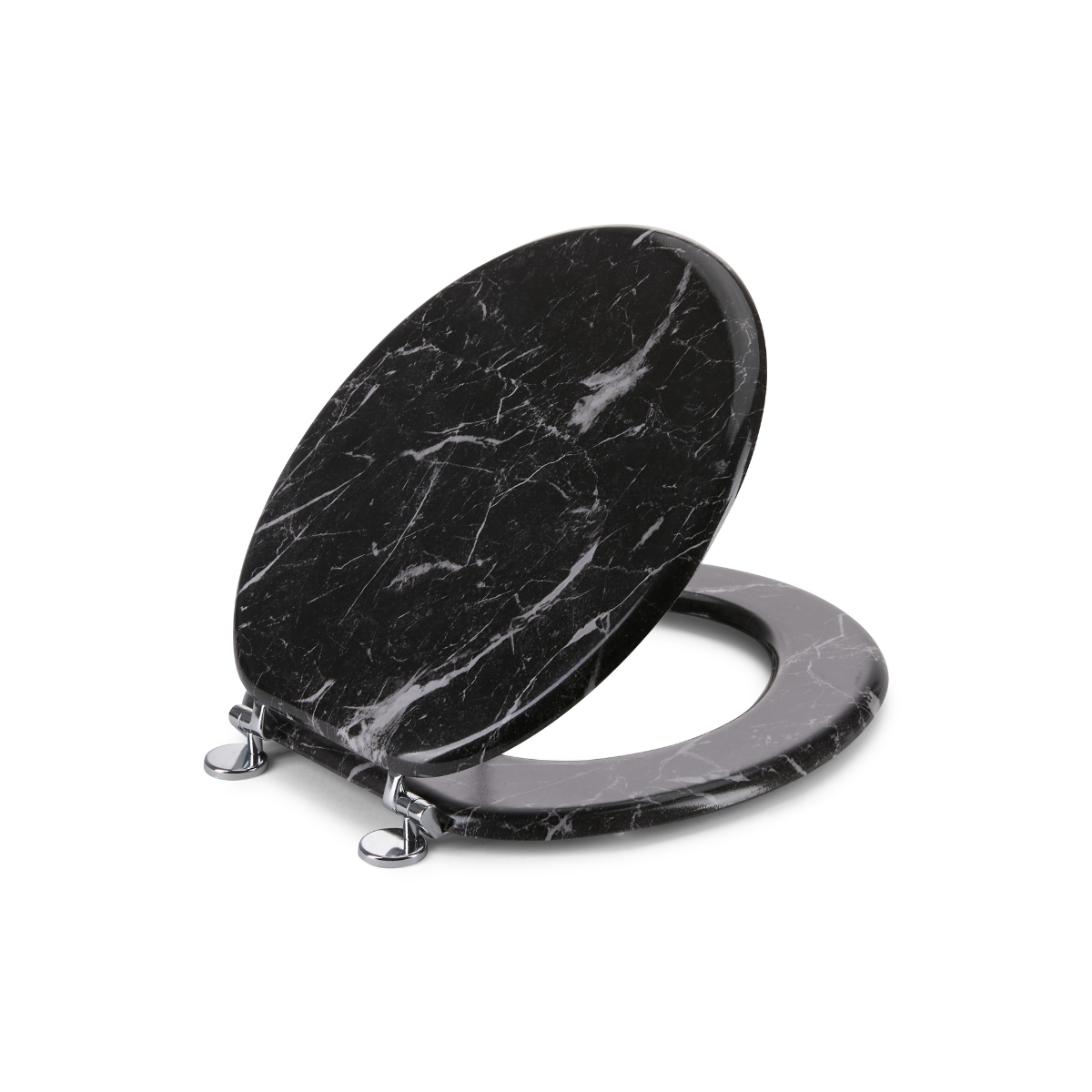 Round Toilet Seat with Easy Clean & Change Hinge - Black