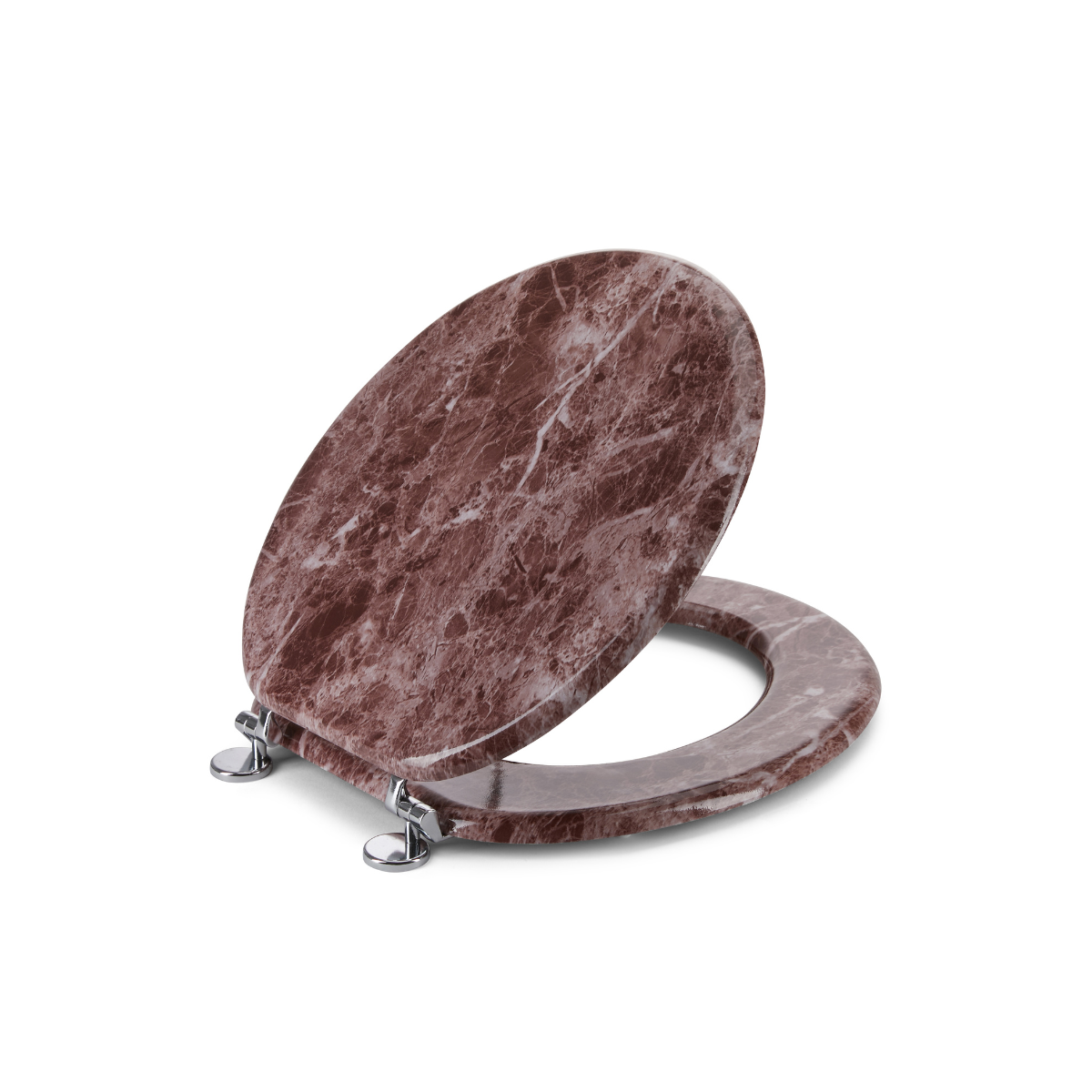 Round Toilet Seat with Easy Clean & Change Hinge - Burgundy