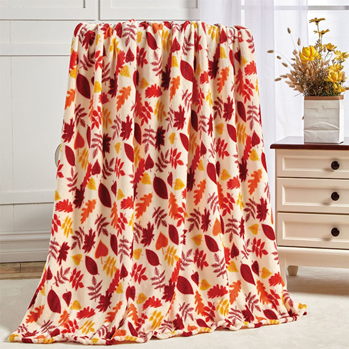 50 x 60-Inch Autumn and Halloween Throw Blanket - Autumn Leaves