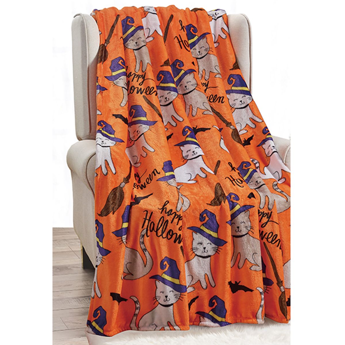 50 x 60-Inch Autumn and Halloween Throw Blanket - Halloween Cats