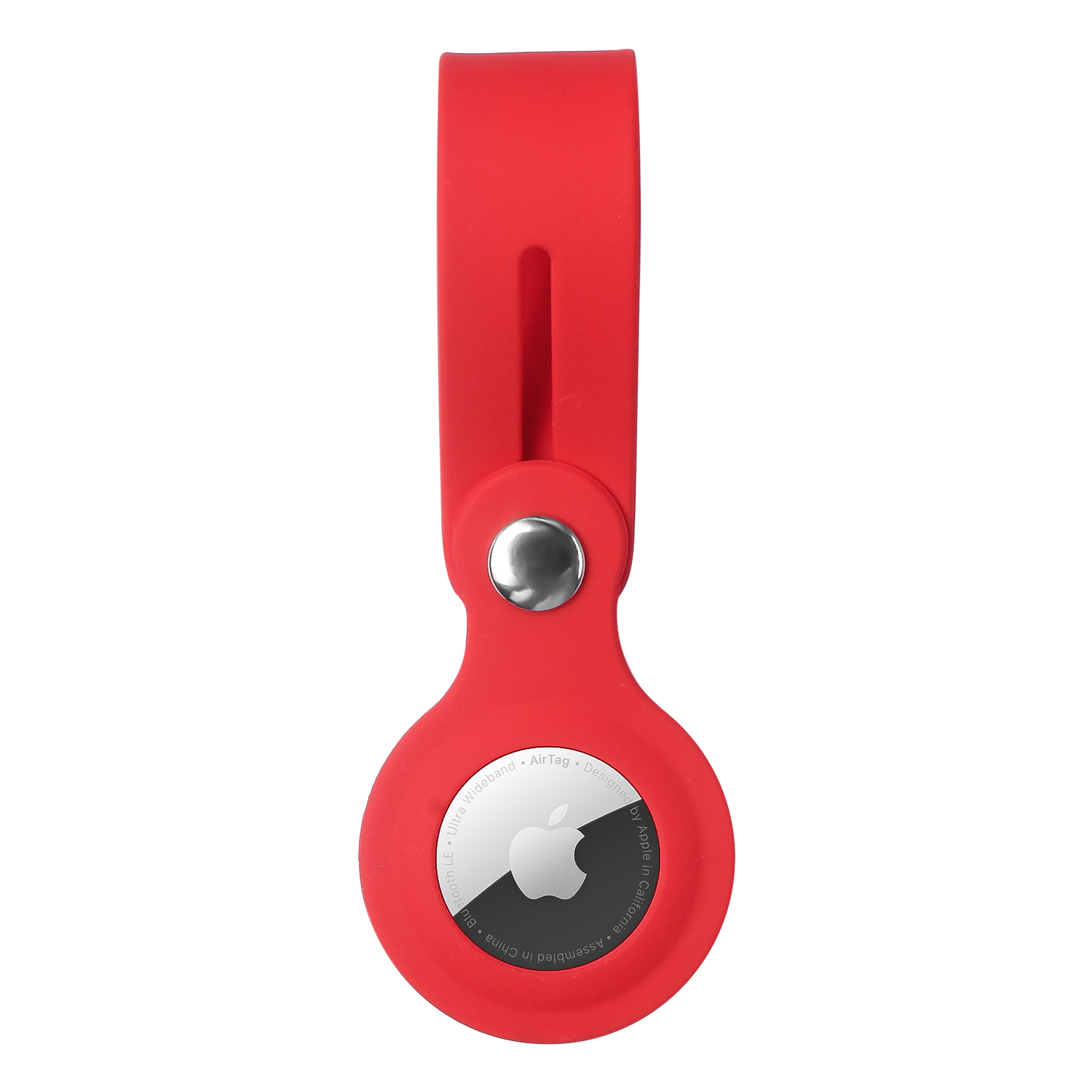 Silicone, Rhinestone, or Leather Case for Apple AirTag - Silicone Loop Airtag Case - Red