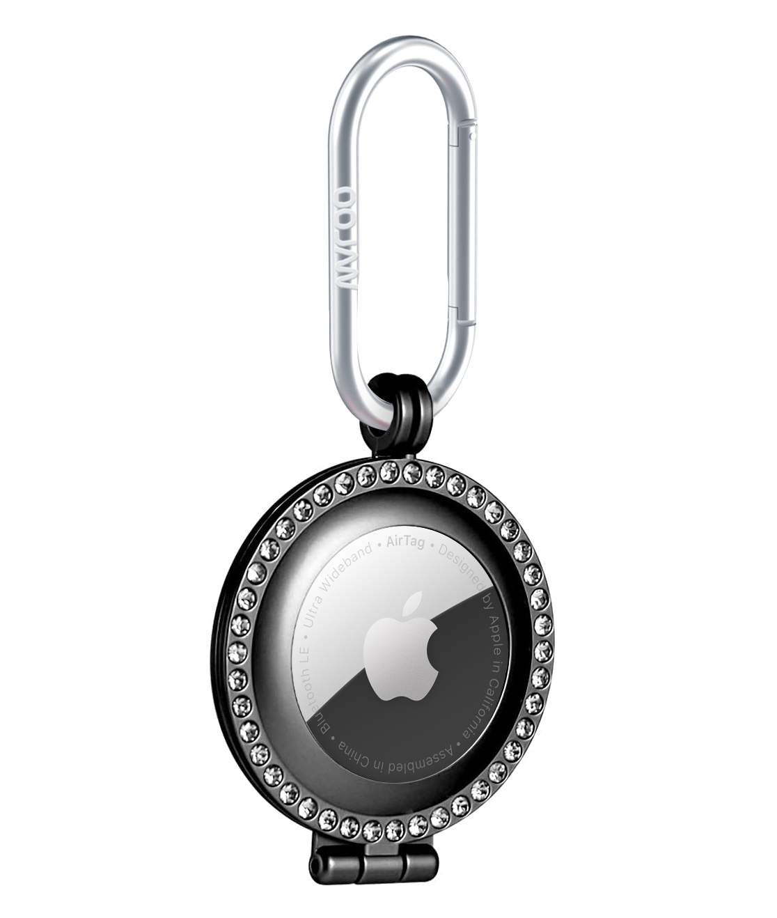 Silicone, Rhinestone, or Leather Case for Apple AirTag - Studded Rhinestone Airtag Case - Black