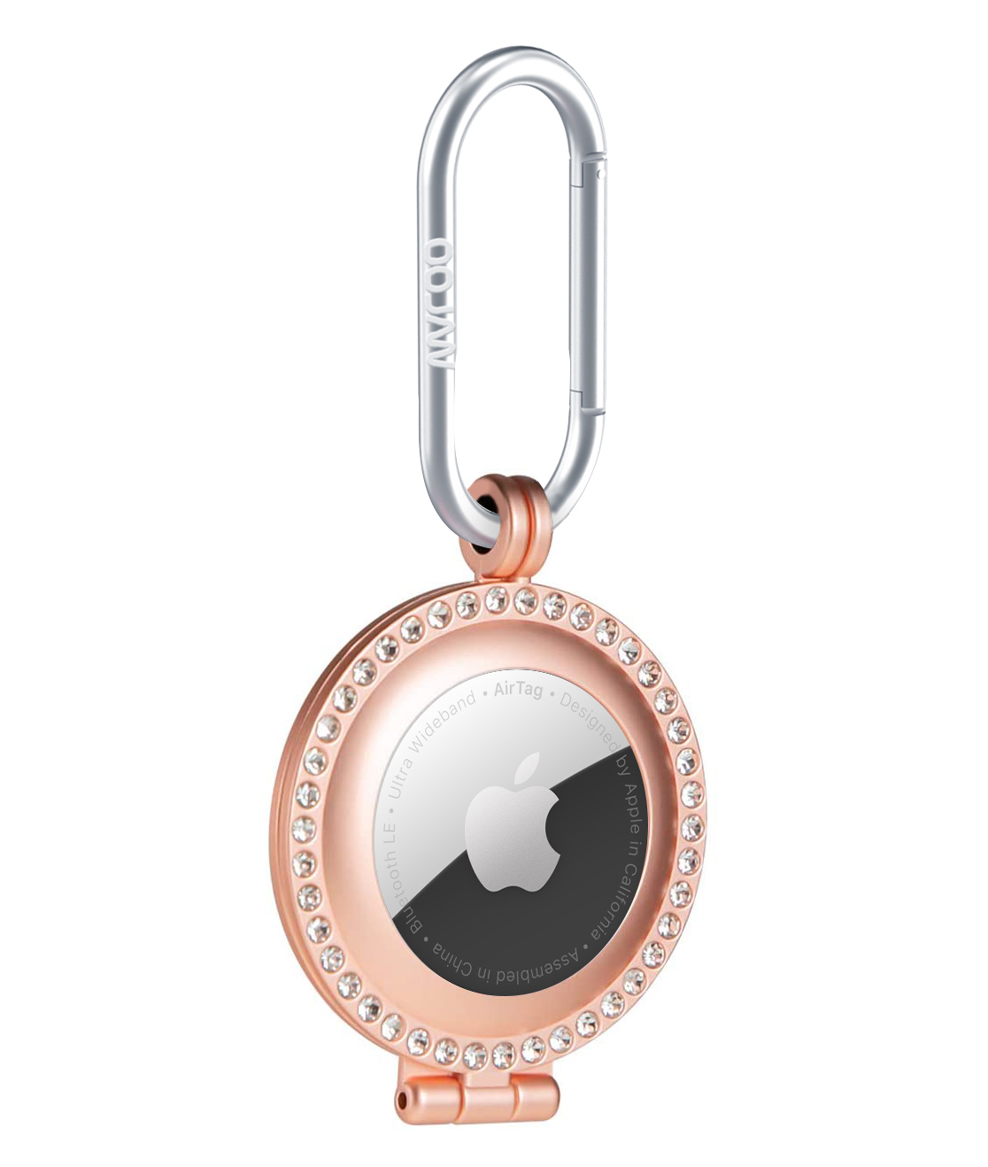 Silicone, Rhinestone, or Leather Case for Apple AirTag - Studded Rhinestone Airtag Case - Rose