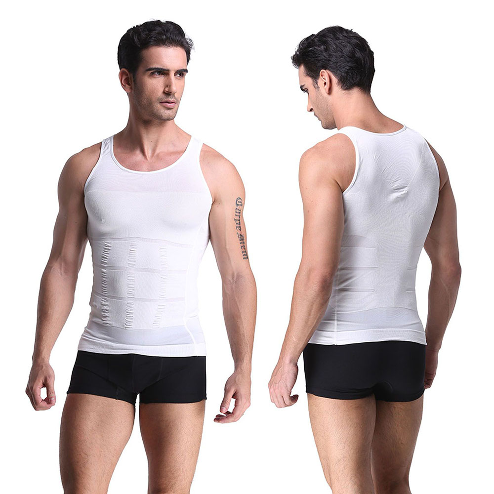 Men's Core Support and Insta-Trim Compression Undershirt - White - Small
