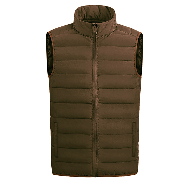 Men’s Full-Zip Lightweight Puffer Vest Jacket - Dark Brown - X-Large