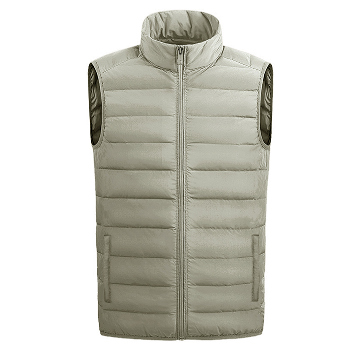 Men’s Full-Zip Lightweight Puffer Vest Jacket - Sand - X-Large