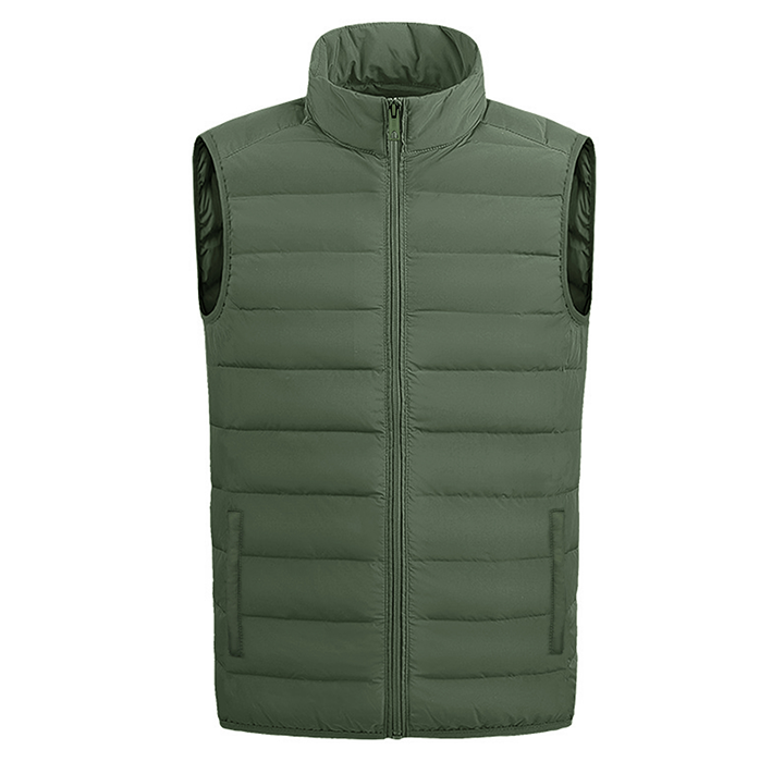 Men’s Full-Zip Lightweight Puffer Vest Jacket - Green - Large