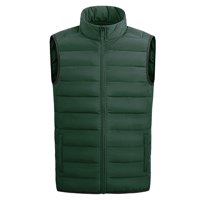 Men’s Full-Zip Lightweight Puffer Vest Jacket - Dark Green - Large