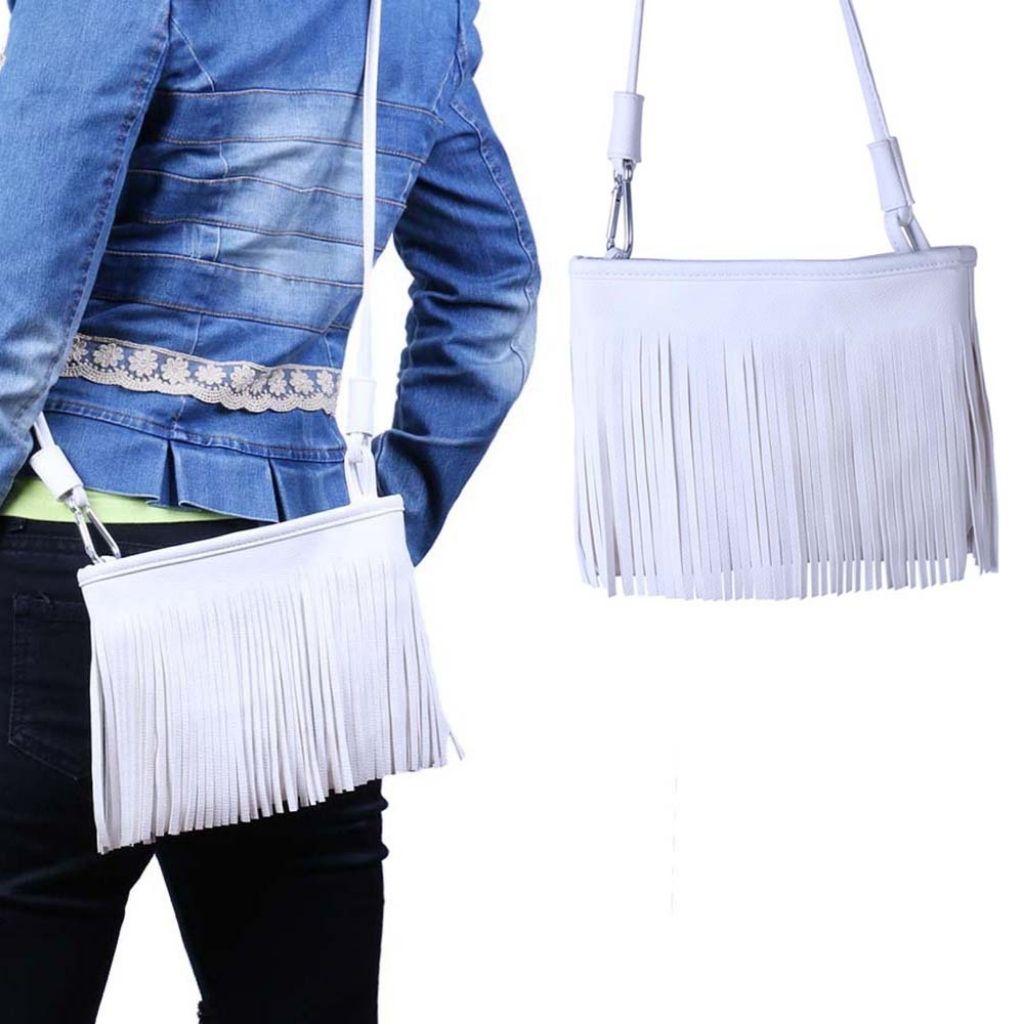 Women's Fringed Crossbody Multifunctional Everyday Bag - White