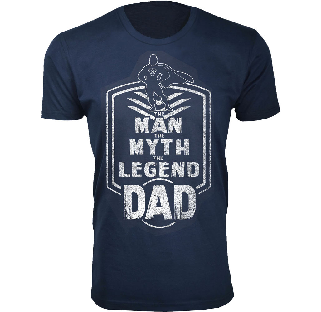 Men's Humorous Cotton Crew Neck T-Shirts - Dad Badge - Navy / 2XL