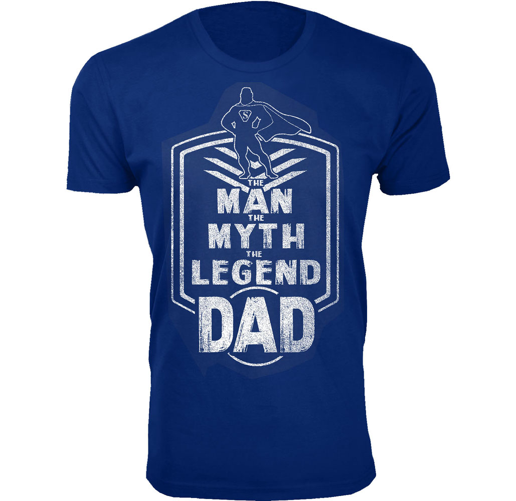 Men's Humorous Cotton Crew Neck T-Shirts - Dad Badge - Royal Blue / L