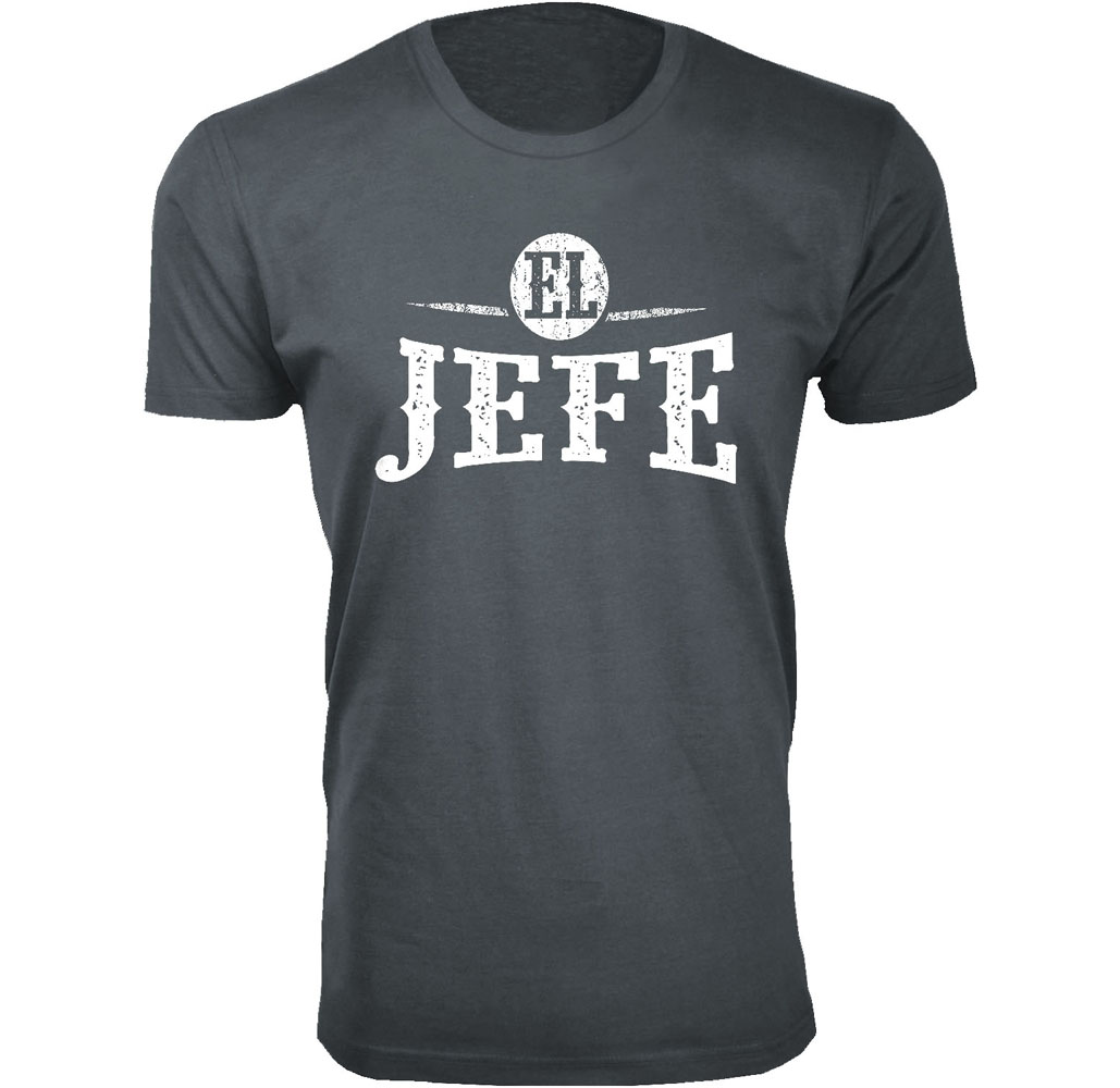 Men's Humorous Cotton Crew Neck T-Shirts - EL JEFE - Charcoal / 2XL