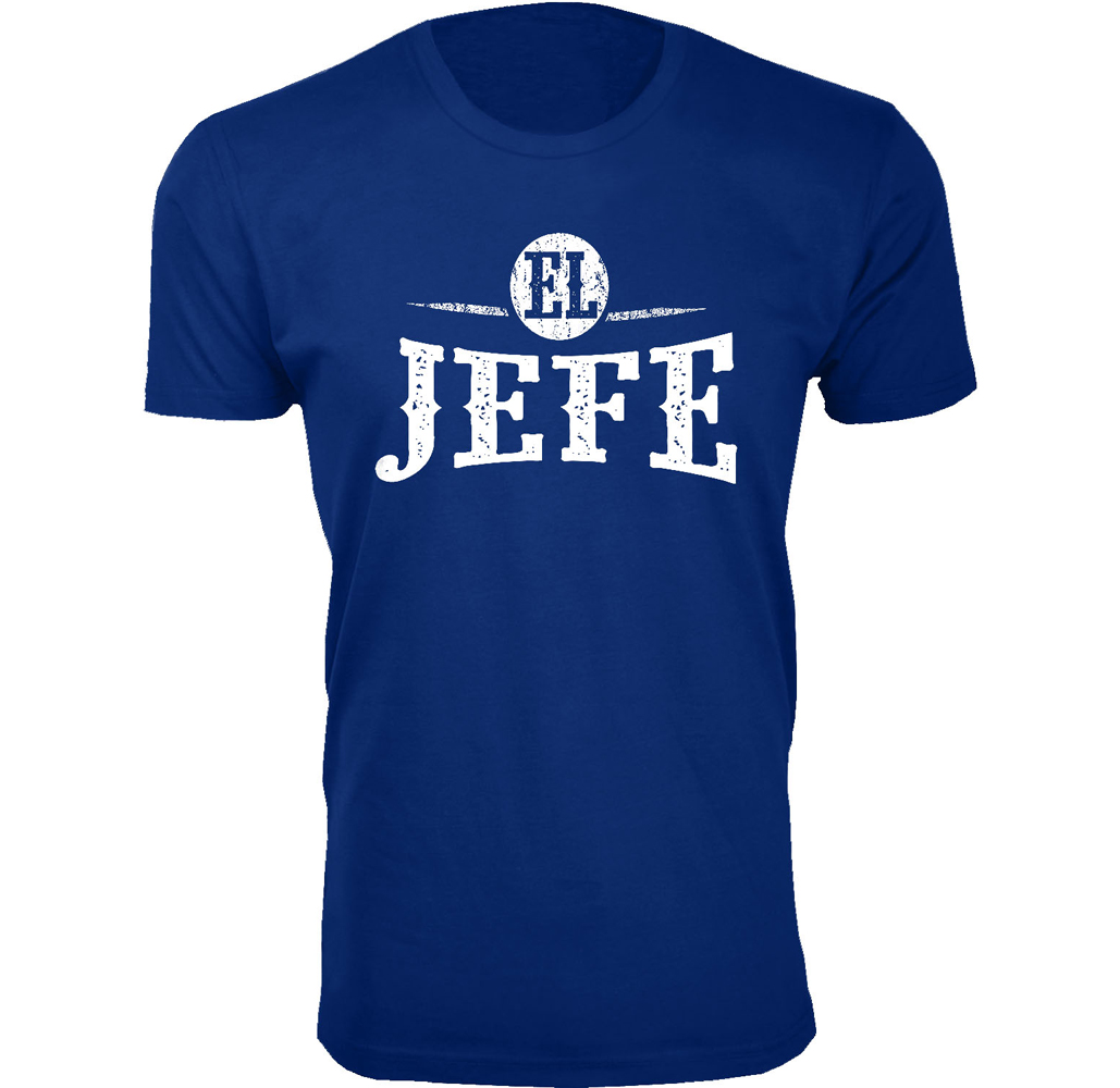 Men's Humorous Cotton Crew Neck T-Shirts - EL JEFE - Royal Blue / 2XL