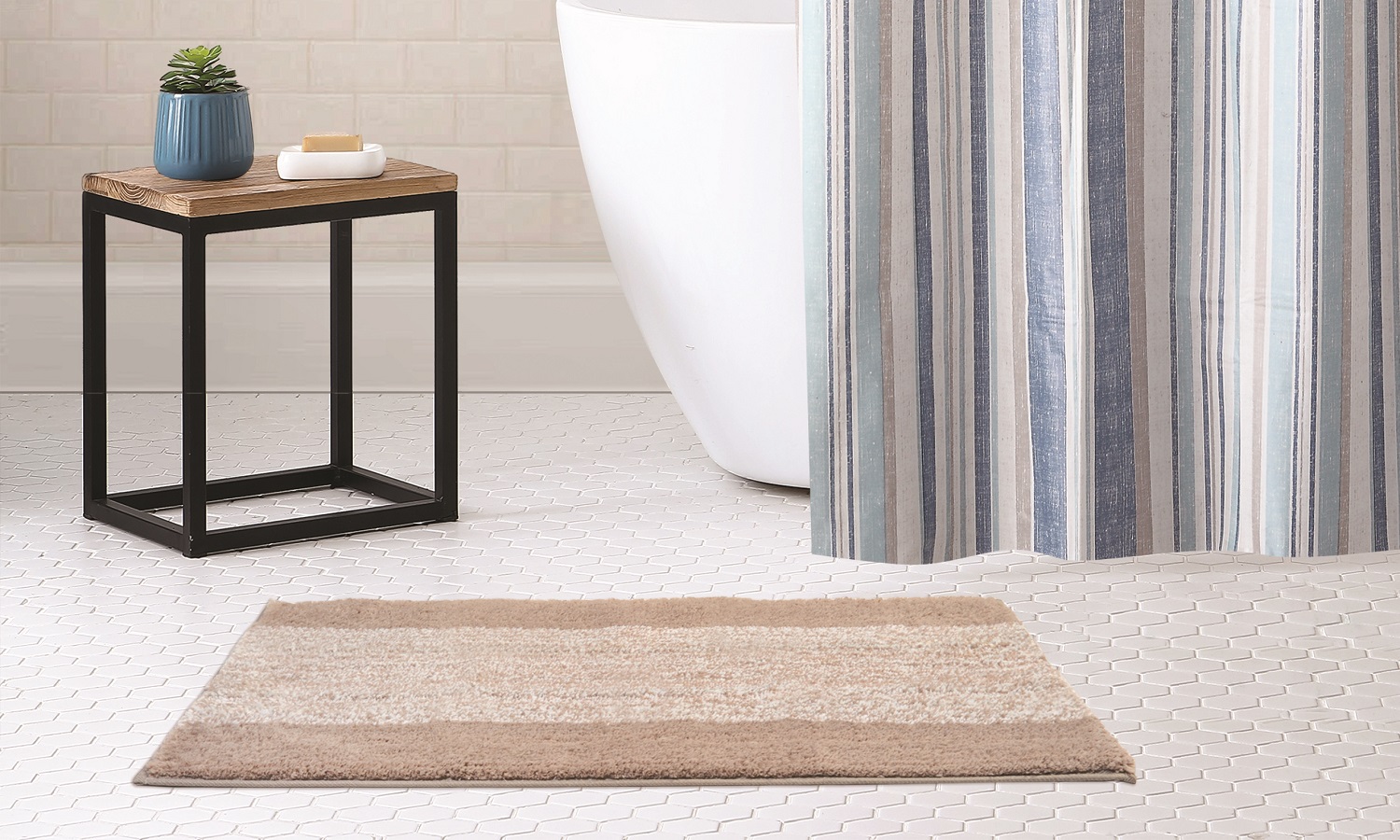 Bibb Home® Ombre Shag Bath Rug (1- or 2-Pack) - Taupe - Pack of 1
