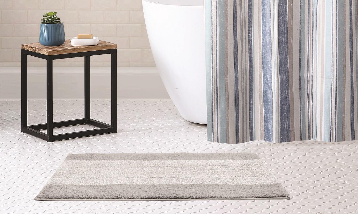 Bibb Home® Ombre Shag Bath Rug (1- or 2-Pack) - Silver - Pack of 1