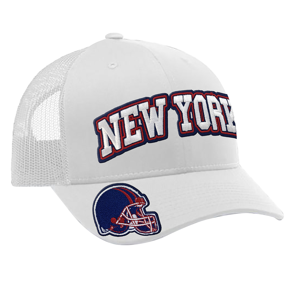 Embroidered Football Trucker Cap - New York Helmet - White-image-SKU2178209
