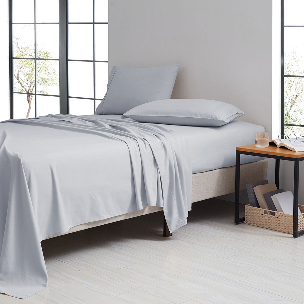 1800TC Bamboo Blend 4-Piece Sheet Set with Deep Pockets - King - Silver