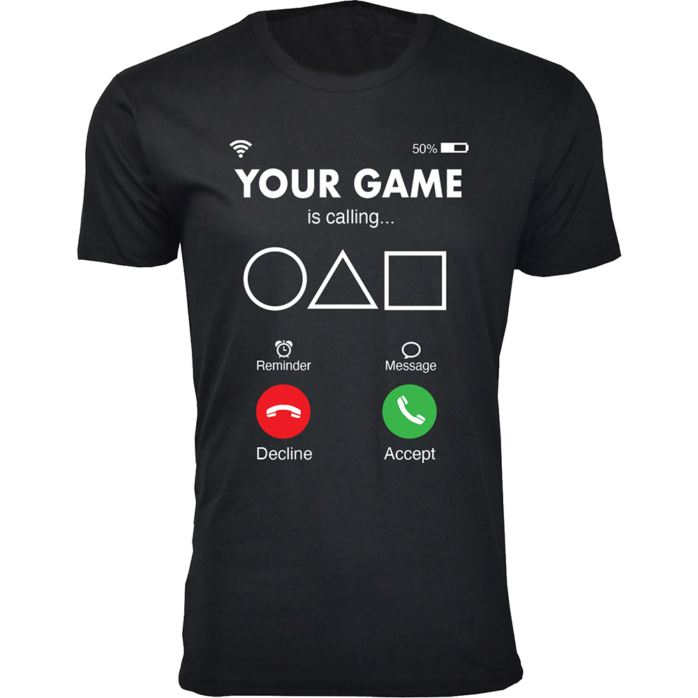 Men's Squid Games T-Shirts - Your Game is Calling - Black / XL