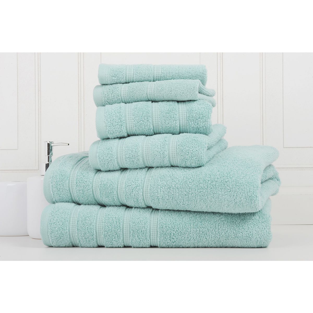 Zero Twist Egyptian Cotton 6-Piece Towel Set - 6 pc Towel - Aqua