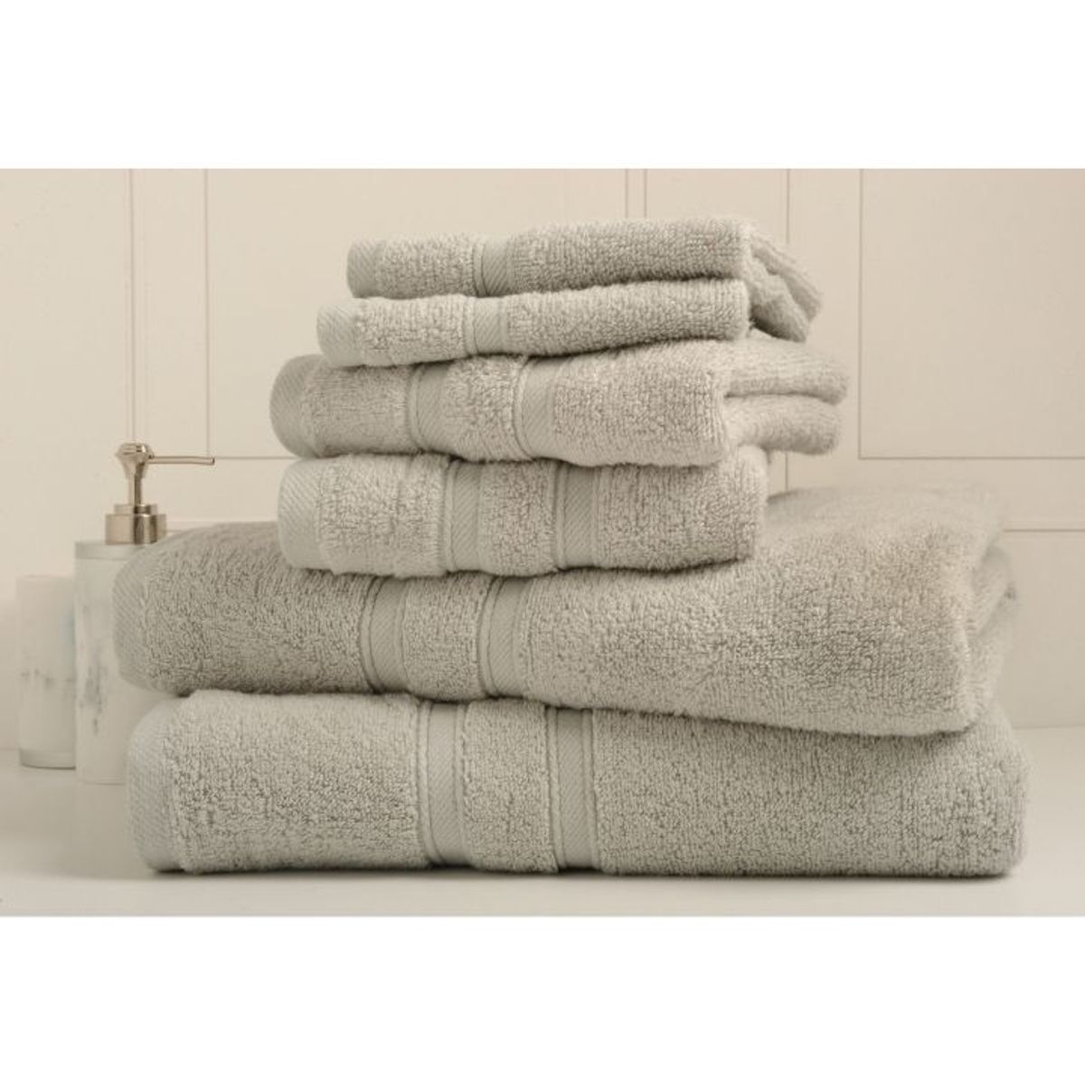 Zero Twist Egyptian Cotton 6-Piece Towel Set - 6 pc Towel - Silver