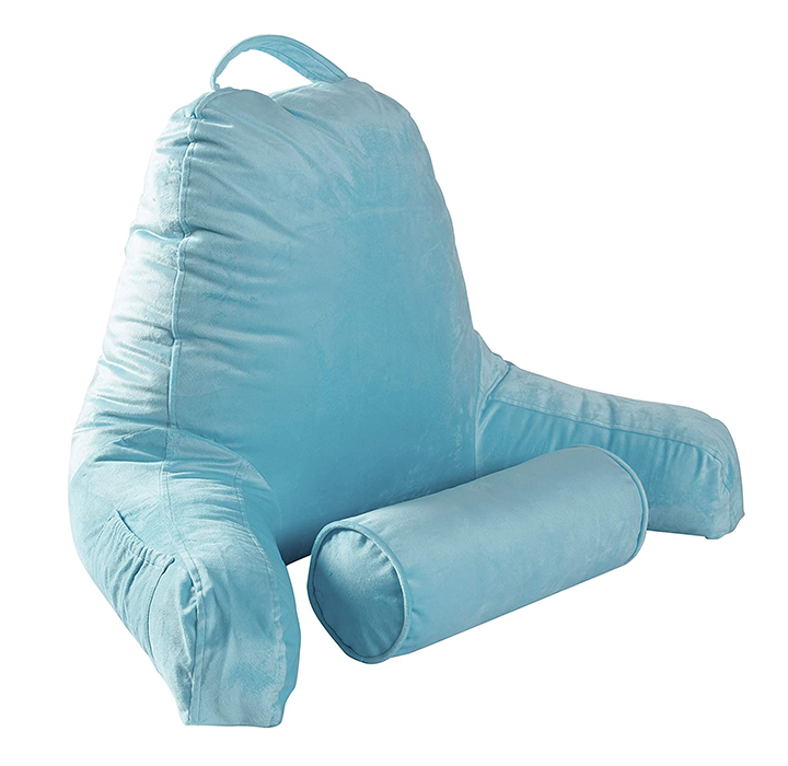 Backrest TV & Reading Pillow with Detachable Neck Bolster - Sky Blue