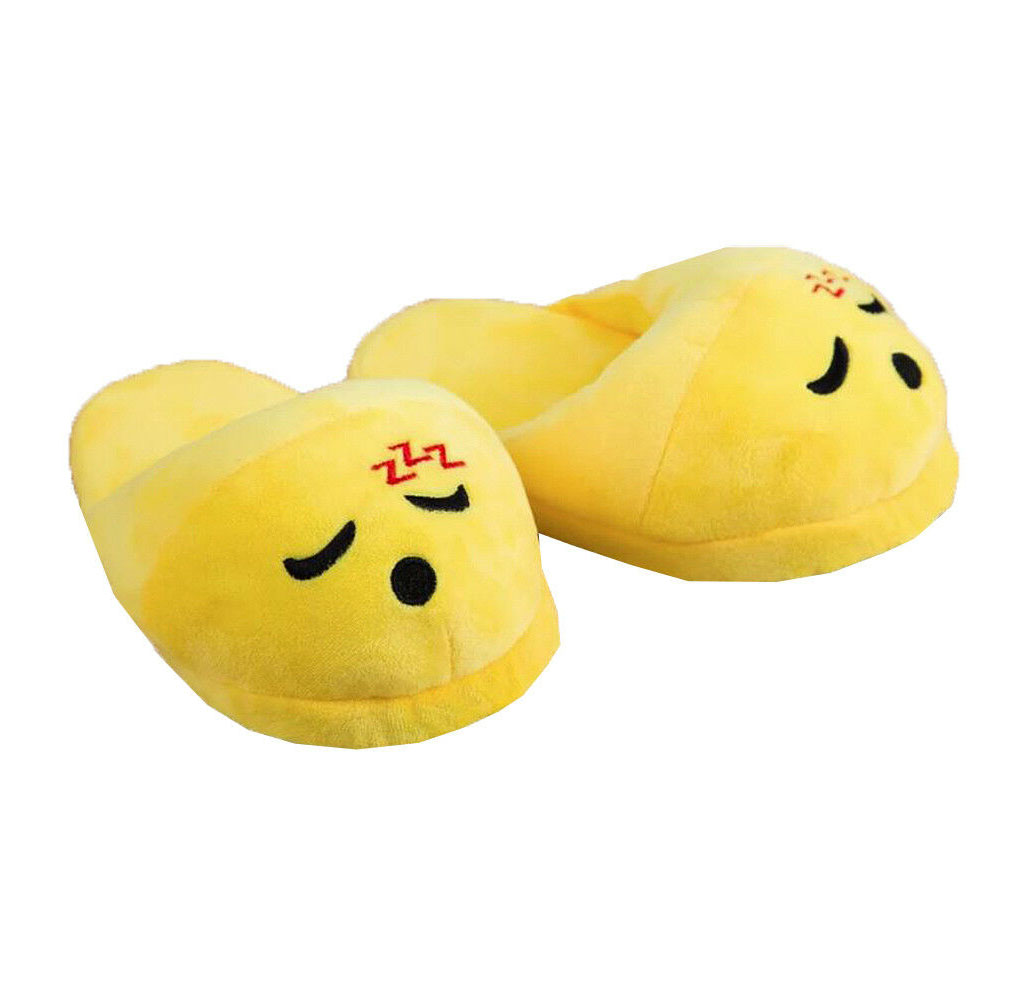 Emojeez Soft Plush Emoji Character House Slippers with Anti-Slip Sole - Sleeping Face Emoji