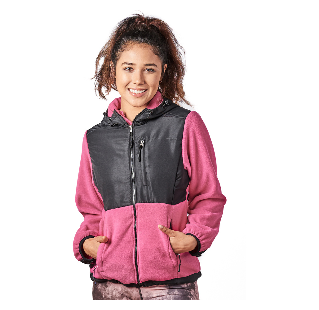 Women’s Two-Tone Full-Zip Fleece Jacket - Pink/Black - Small