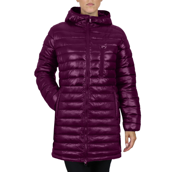 Women’s Long Puffer Jacket - Burgundy - Large