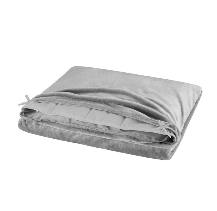 Bibb Home 12Pound Weighted Blanket with Reversible Cover  Silver  12 lbs
