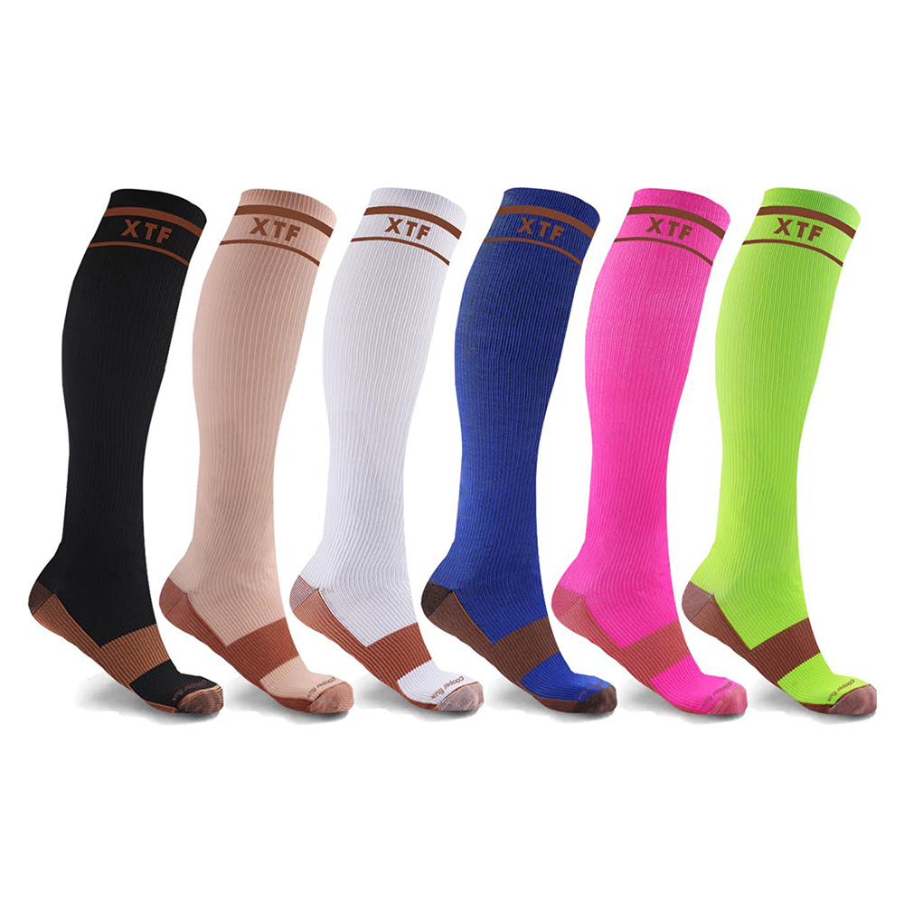 Everyday Wear 15-20mmHg Copper-Infused Knee-High Compression Socks (6-Pairs) - Small/Medium