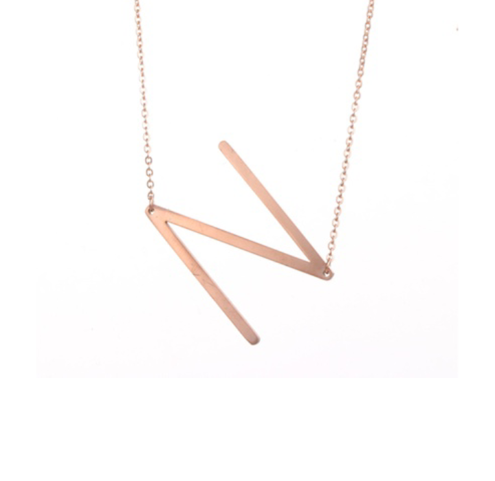 18K GoldPlated Sideway Initial Necklace  Rose Gold  N