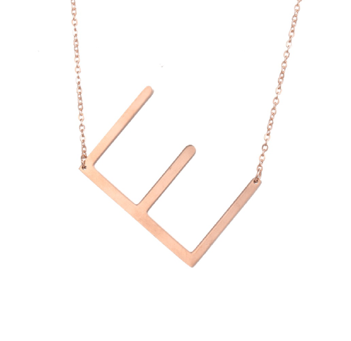 18K GoldPlated Sideway Initial Necklace  Rose Gold  E