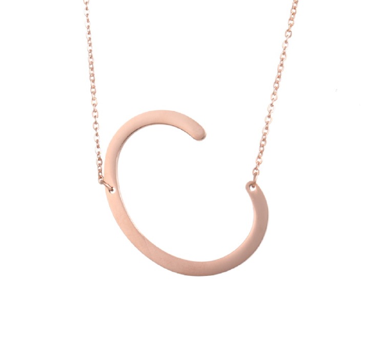 18K GoldPlated Sideway Initial Necklace  Rose Gold  C