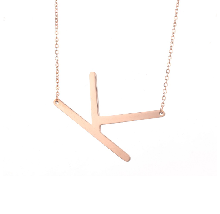 18K GoldPlated Sideway Initial Necklace  Rose Gold  K