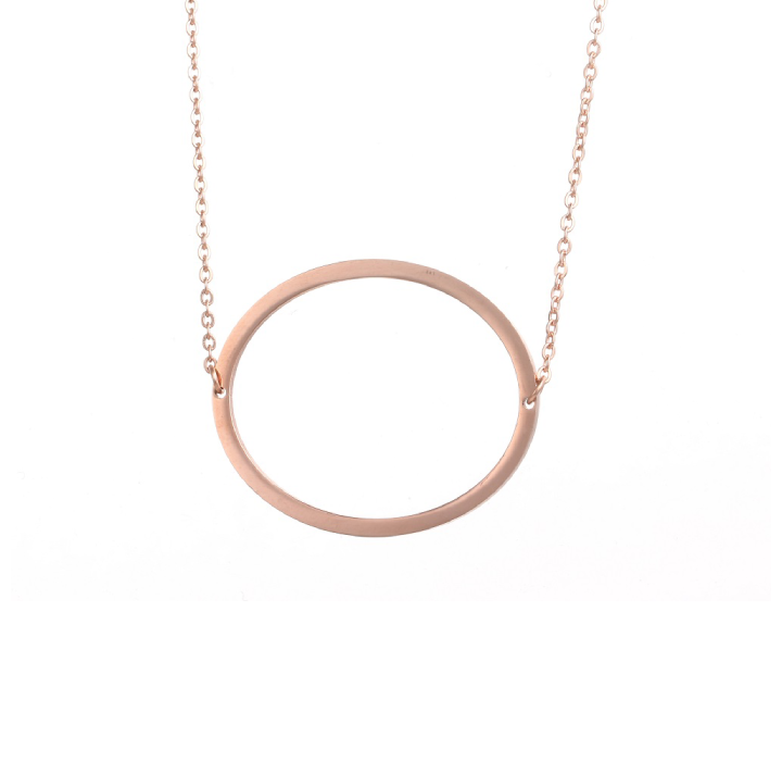 18K GoldPlated Sideway Initial Necklace  Rose Gold  O