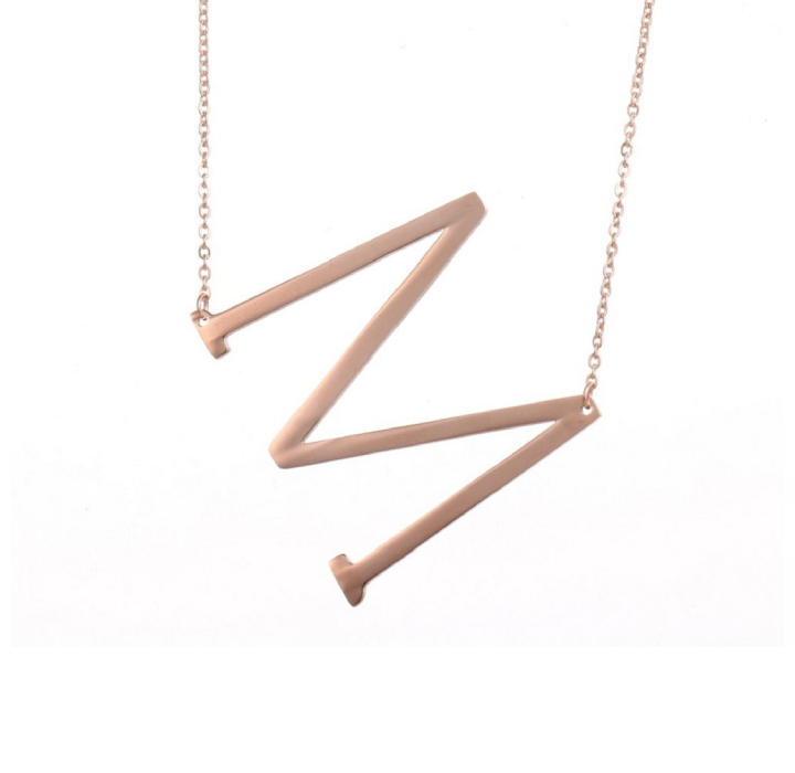 18K GoldPlated Sideway Initial Necklace  Rose Gold  M