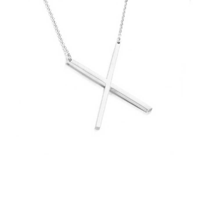 18K GoldPlated Sideway Initial Necklace  White Gold  X