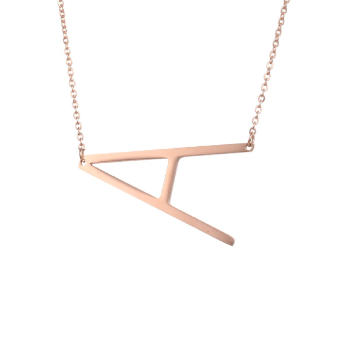 18K GoldPlated Sideway Initial Necklace  Rose Gold  A