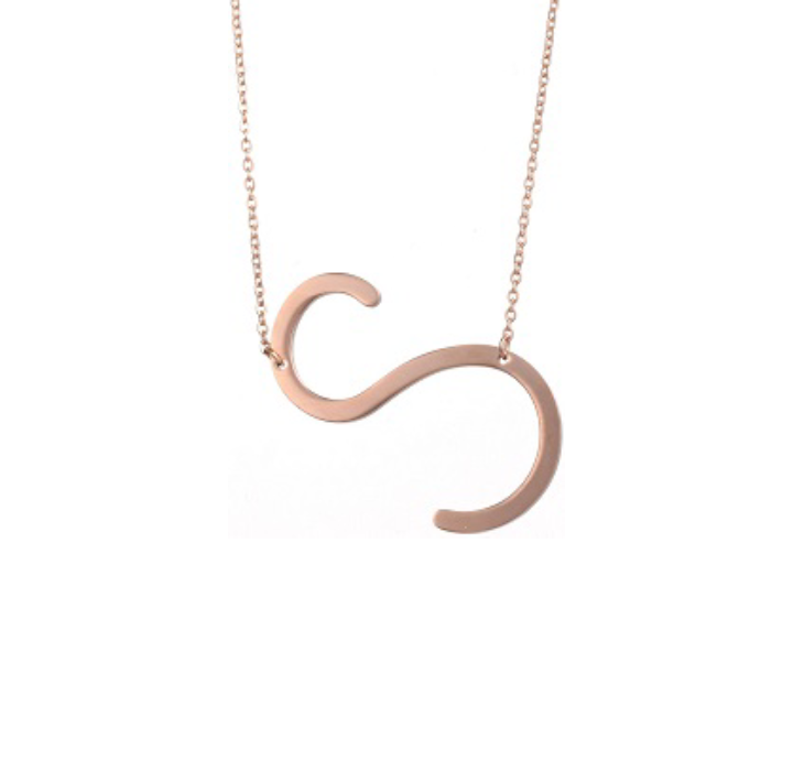 18K GoldPlated Sideway Initial Necklace  Rose Gold  S
