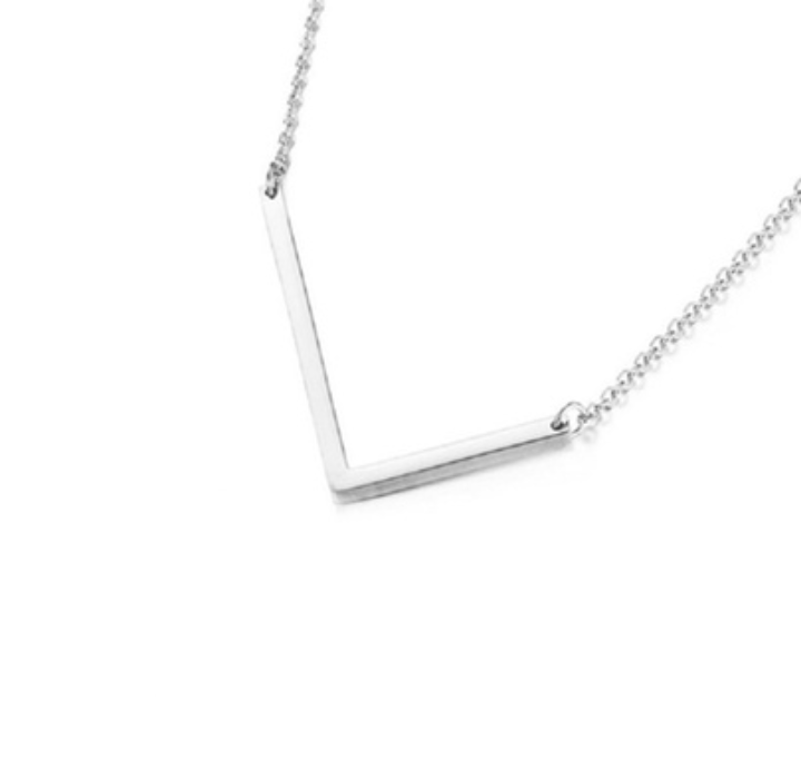 18K GoldPlated Sideway Initial Necklace  White Gold  L